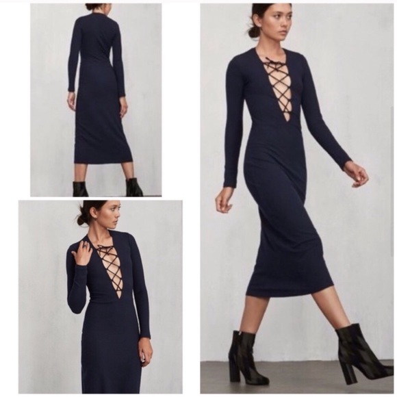 REFORMATION Edison lace up lunge sweater dress - Picture 5 of 13